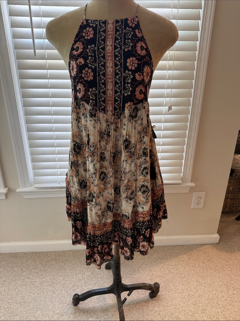 Free People Casablanca Halter Mini Dress with Pink Accents
